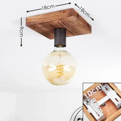 Lampes Industrielles-hofstein Plafonnier Amnicon Bois foncé, Noir, 1 lumière