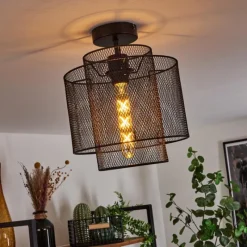 Lampes Industrielles-hofstein Plafonnier Amsoldingen Noir, 1 lumière