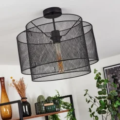 Lampes Industrielles-hofstein Plafonnier Amsoldingen Noir, 1 lumière