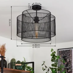 Lampes Industrielles-hofstein Plafonnier Amsoldingen Noir, 1 lumière