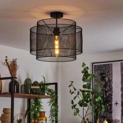 Lampes Industrielles-hofstein Plafonnier Amsoldingen Noir, 1 lumière