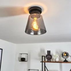 Suspension Verre Fumé-hofstein Plafonnier Angelshaug Noir, 1 lumière