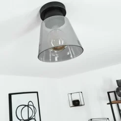 Suspension Verre Fumé-hofstein Plafonnier Angelshaug Noir, 1 lumière