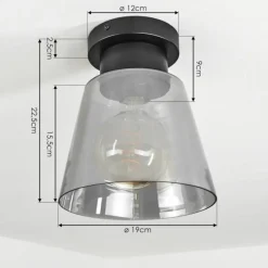 Suspension Verre Fumé-hofstein Plafonnier Angelshaug Noir, 1 lumière