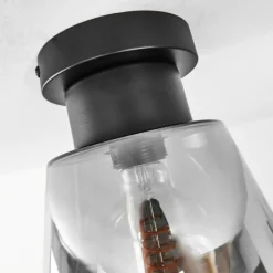 Suspension Verre Fumé-hofstein Plafonnier Angelshaug Noir, 1 lumière