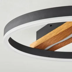 Luminaires Scandinaves-hofstein Plafonnier Angtasom LED Brun, Couleur bois, Noir, 1 lumière, Télécommandes