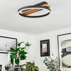 Luminaires Scandinaves-hofstein Plafonnier Angtasom LED Brun, Couleur bois, Noir, 1 lumière, Télécommandes