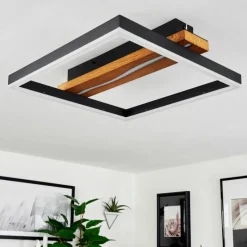 Luminaires Scandinaves-hofstein Plafonnier Angtasom LED Couleur bois, Noir, Blanc, 1 lumière, Télécommandes