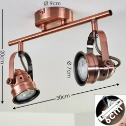 Lampes Industrielles-hofstein Plafonnier Aniak LED Cuivre, 2 lumières