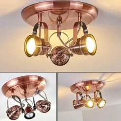 Lampes Industrielles-hofstein Plafonnier Aniak LED Cuivre, 3 lumières