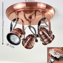 Lampes Industrielles-hofstein Plafonnier Aniak LED Cuivre, 3 lumières