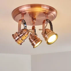 Lampes Industrielles-hofstein Plafonnier Aniak LED Cuivre, 3 lumières