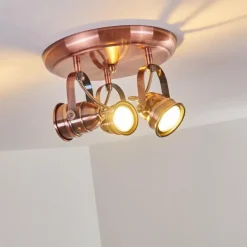 Lampes Industrielles-hofstein Plafonnier Aniak LED Cuivre, 3 lumières