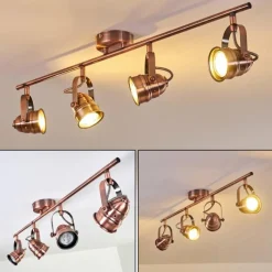 Lampes Industrielles-hofstein Plafonnier Aniak LED Cuivre, 4 lumières