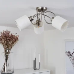 Lampes En Tissu-hofstein Plafonnier Antillo Nickel mat, 3 lumières