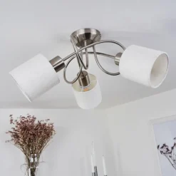 Lampes En Tissu-hofstein Plafonnier Antillo Nickel mat, 3 lumières