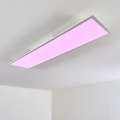 hofstein Plafonnier Antria LED Blanc, 1 lumière, Télécommandes, Changeur de couleurs