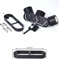 hofstein Plafonnier Appleton LED Noir, 3 lumières