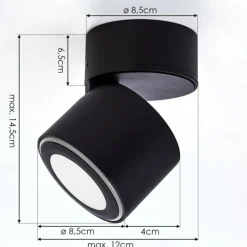 hofstein Plafonnier Appleton LED Noir, 1 lumière