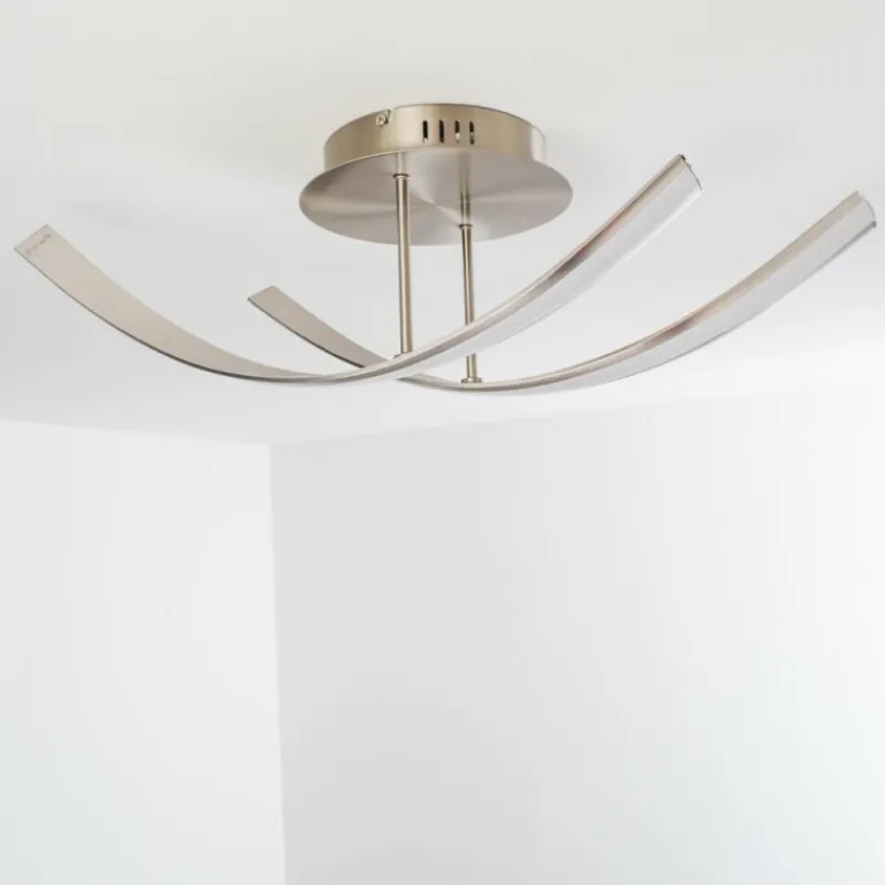 hofstein Plafonnier Aranu LED Acier inoxydable, Nickel mat, 2 lumières