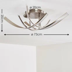 hofstein Plafonnier Aranu LED Nickel mat, 4 lumières