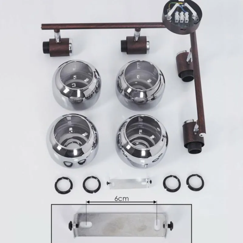 Suspension Verre Fumé-hofstein Plafonnier Arconciel Brun, 4 lumières