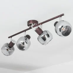 Suspension Verre Fumé-hofstein Plafonnier Arconciel Brun, 4 lumières