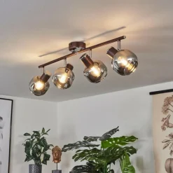 Suspension Verre Fumé-hofstein Plafonnier Arconciel Brun, 4 lumières