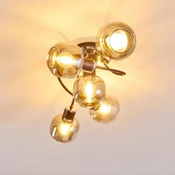 Suspension Verre Fumé-hofstein Plafonnier Arconciel Brun, 5 lumières