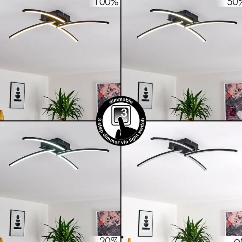 hofstein Plafonnier Aringa LED Noir, 1 lumière