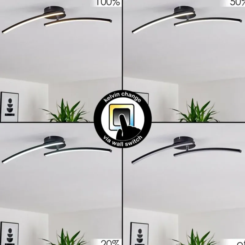 hofstein Plafonnier Aringa LED Noir, 1 lumière