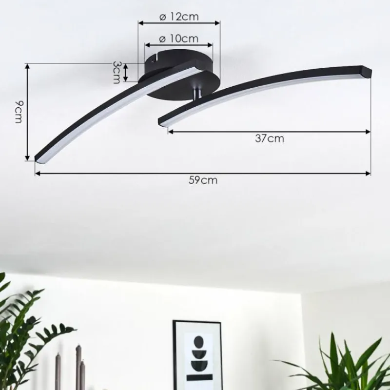 hofstein Plafonnier Aringa LED Noir, 1 lumière