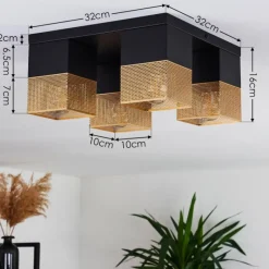 Lampes Dorées-hofstein Plafonnier Armenie Or, Laiton, Noir, 4 lumières