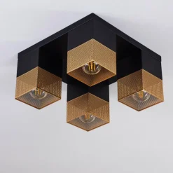 Lampes Dorées-hofstein Plafonnier Armenie Or, Laiton, Noir, 4 lumières