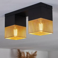 Lampes Dorées-hofstein Plafonnier Armenie Or, Laiton, Noir, 2 lumières