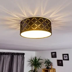 Lampes En Tissu-hofstein Plafonnier Arnoya Cuivre, Noir, 1 lumière