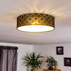 Lampes En Tissu-hofstein Plafonnier Arnoya Cuivre, Noir, 2 lumières