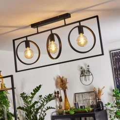 Lampes Industrielles-hofstein Plafonnier Assiniboia Noir, 3 lumières