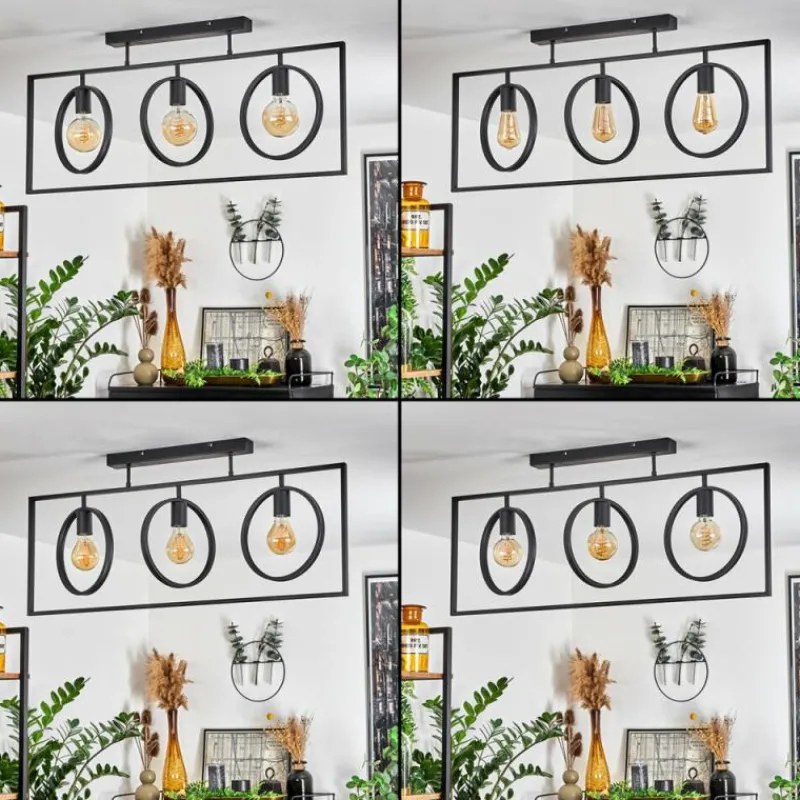 Lampes Industrielles-hofstein Plafonnier Assiniboia Noir, 3 lumières