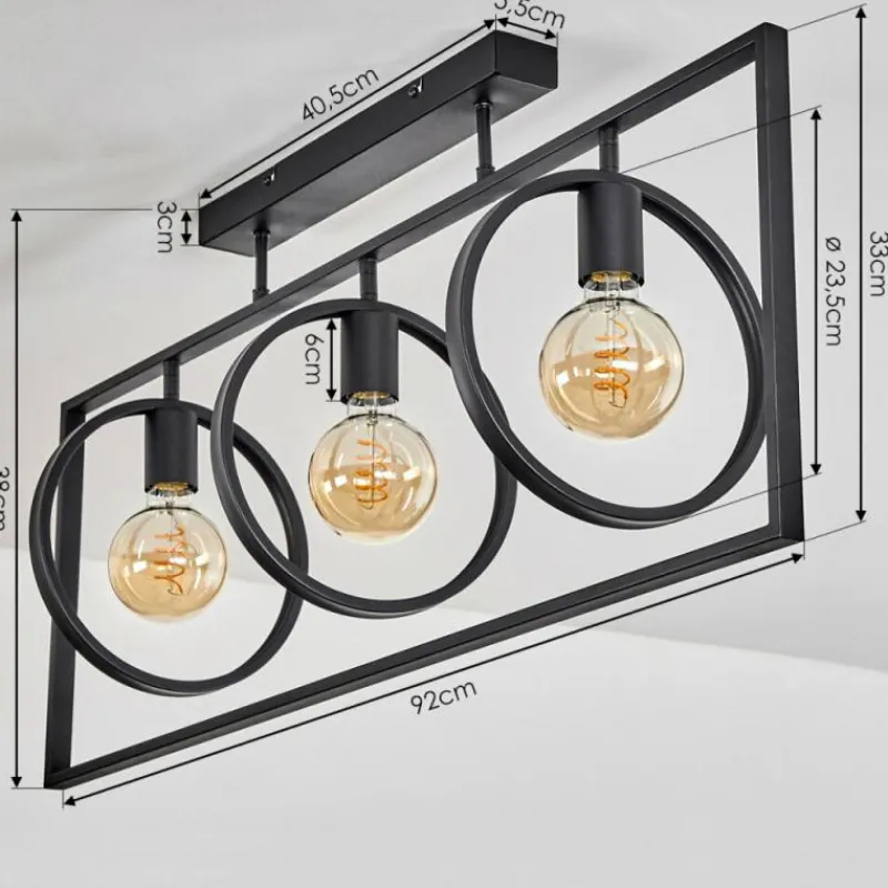 Lampes Industrielles-hofstein Plafonnier Assiniboia Noir, 3 lumières
