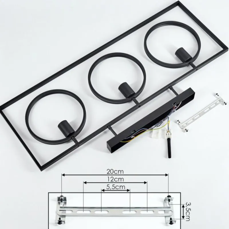 Lampes Industrielles-hofstein Plafonnier Assiniboia Noir, 3 lumières