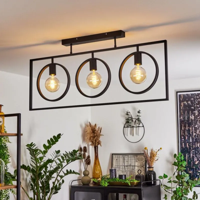 Lampes Industrielles-hofstein Plafonnier Assiniboia Noir, 3 lumières