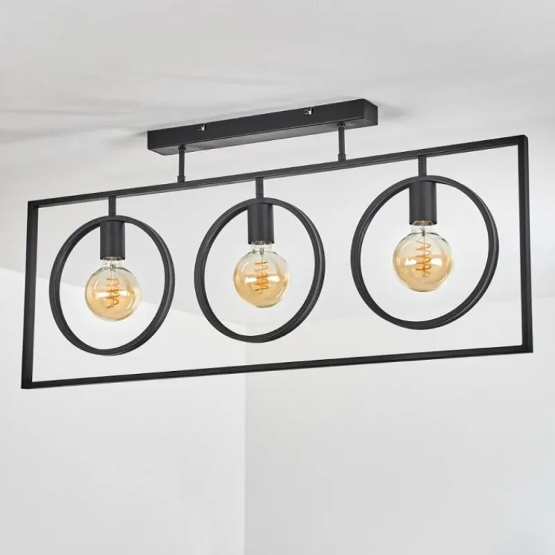 Lampes Industrielles-hofstein Plafonnier Assiniboia Noir, 3 lumières