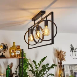 Lampes Industrielles-hofstein Plafonnier Assiniboia Noir, 3 lumières