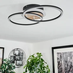 Luminaires Scandinaves-hofstein Plafonnier Audouin LED Couleur bois, Noir, 1 lumière, Télécommandes