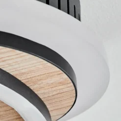 Luminaires Scandinaves-hofstein Plafonnier Audouin LED Couleur bois, Noir, 1 lumière, Télécommandes