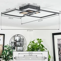 Luminaires Scandinaves-hofstein Plafonnier Audouin LED Couleur bois, 1 lumière, Télécommandes
