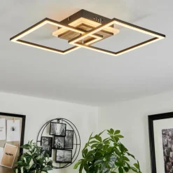 Luminaires Scandinaves-hofstein Plafonnier Audouin LED Couleur bois, 1 lumière, Télécommandes