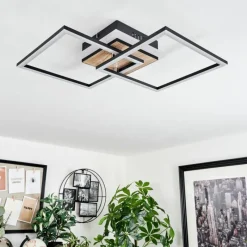 Luminaires Scandinaves-hofstein Plafonnier Audouin LED Couleur bois, 1 lumière, Télécommandes