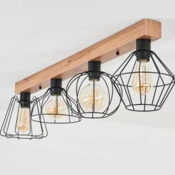 Luminaires Scandinaves-hofstein Plafonnier Aumal Couleur bois, 4 lumières
